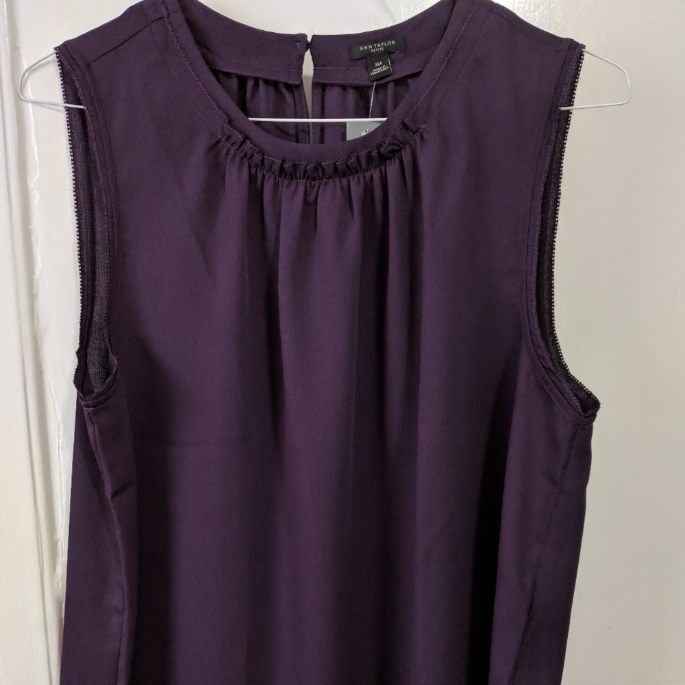 New Ann Taylor Petite Ruched Neck Shell (XL)